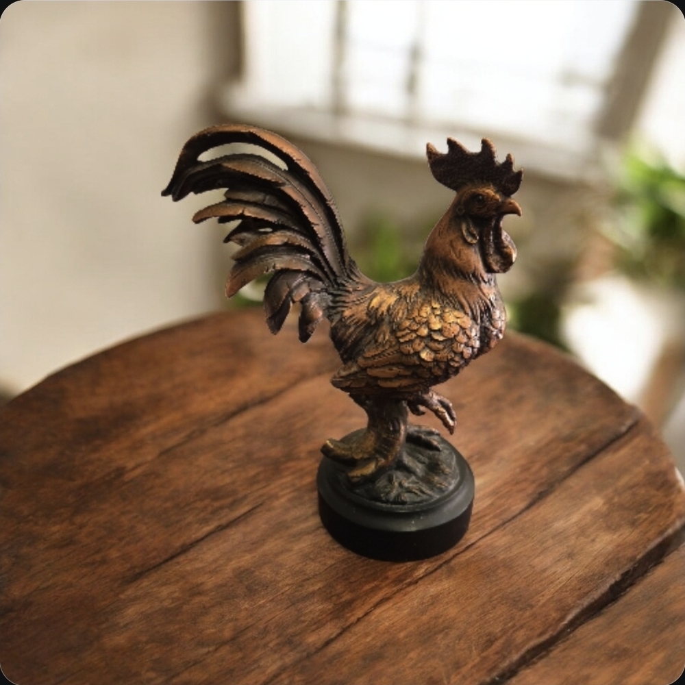 Elegant Bronze Rooster Sculpture